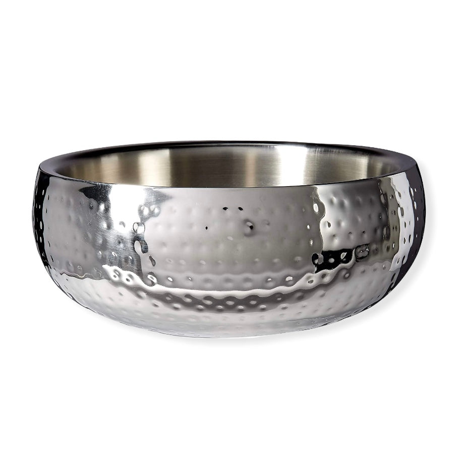 Salad Bowl - Stainless Steel - Hammered Finish (Wide)