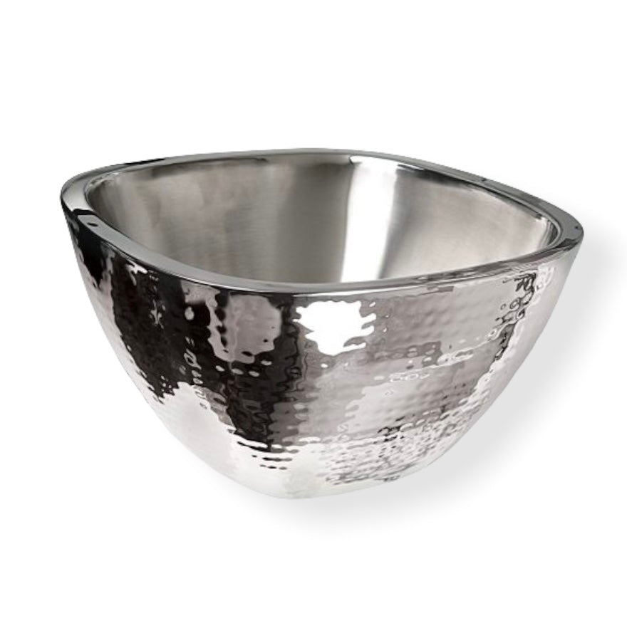 Salad Bowl - Stainless Steel - Hammered Finish (Square)