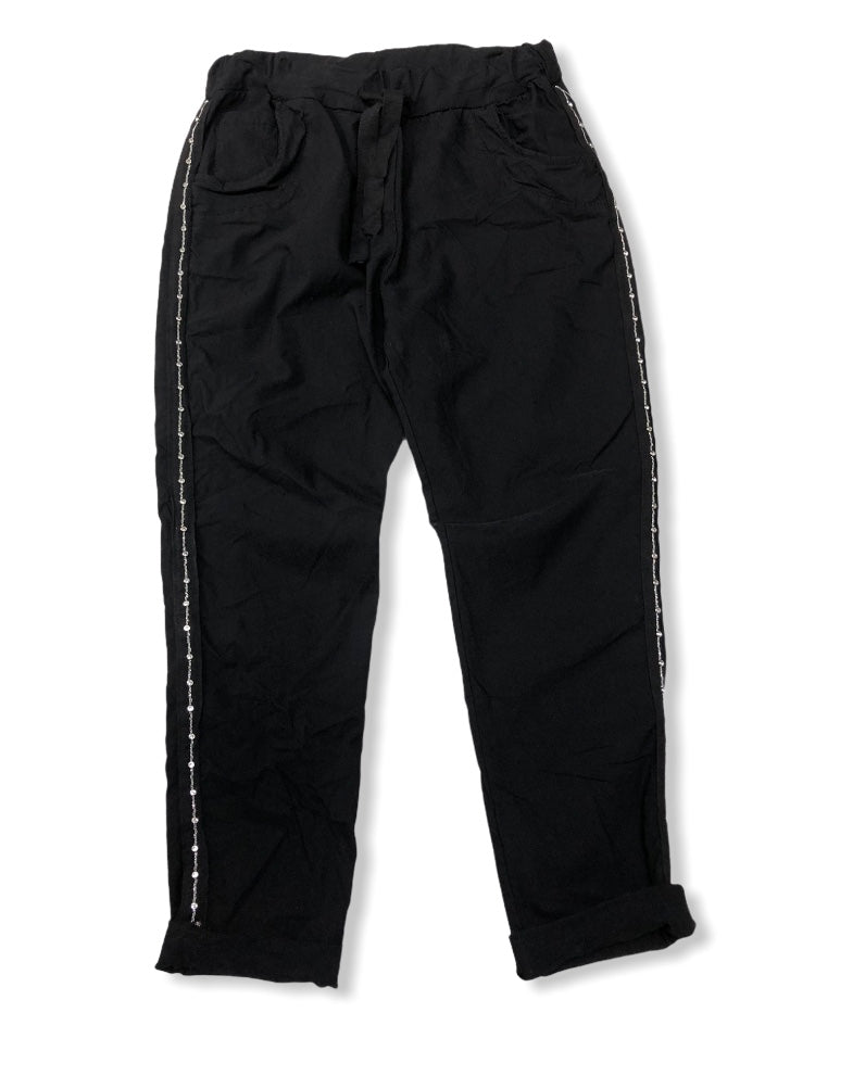Pull-on Pants with Rivets Down Leg